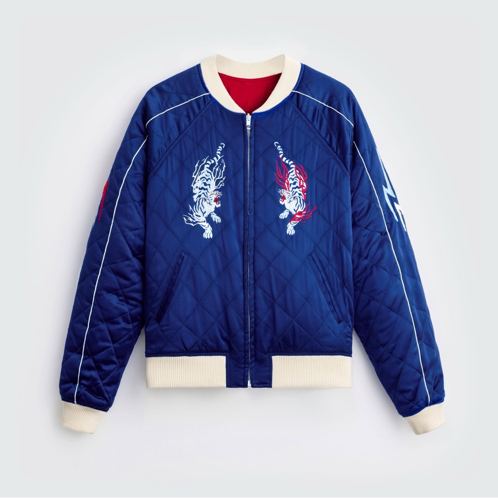 Azuki Twin Tigers silk + reversible UNISEX sukajan jacket (M) NWT